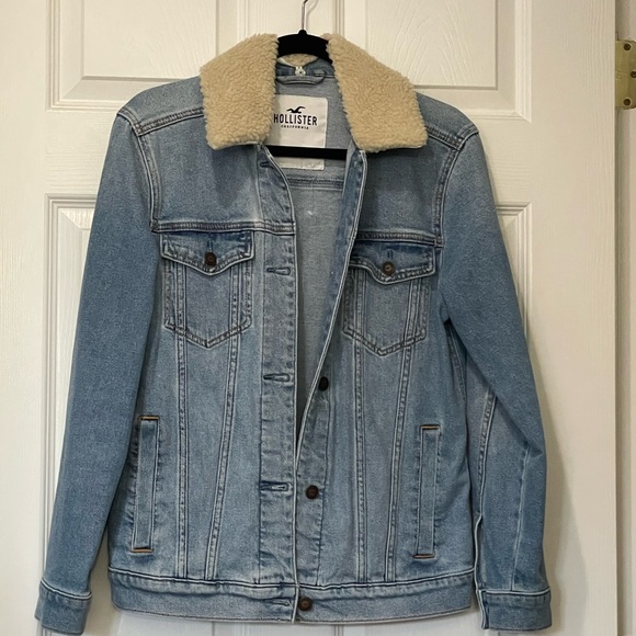 Hollister Hco oversized Jean jacket Sherpa collar - Picture 1 of 5